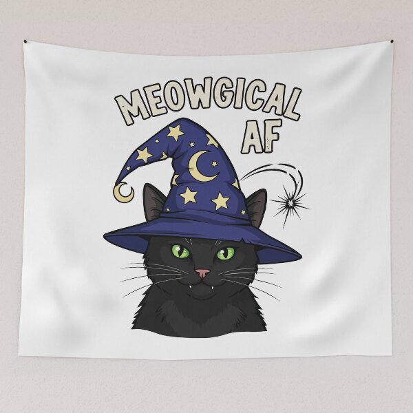Item preview, Meowgical AF Black Cat Wizard Magic Hat designed and sold by Amir Faysal.