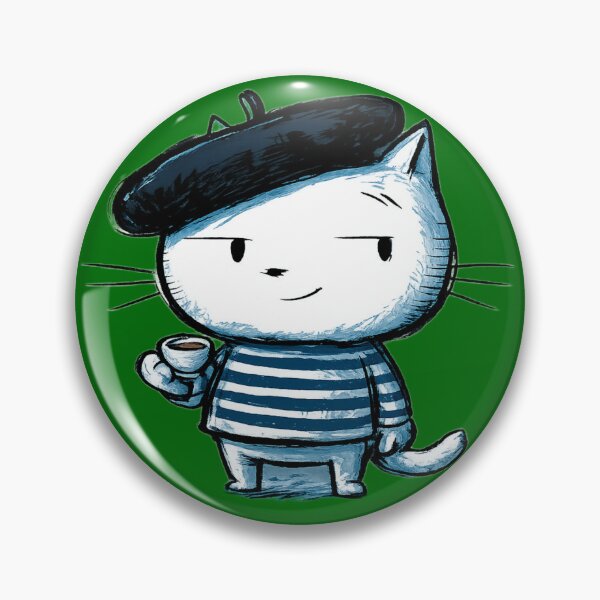 Item preview, Cute French Cat Beret Coffee Cup Ink Art designed and sold by UhuCriei .