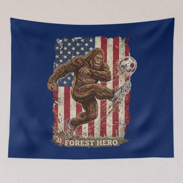 Item preview, Forest Hero Bigfoot Soccer USA Flag Funny Sports designed and sold by ej-sulu.