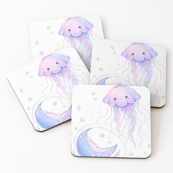 Item preview, Cute Kawaii Jellyfish Moon | Pastel Ocean Aesthetic | Dreamy Marine Life Sticker & T-Shirt Design designed and sold by Louliloulita.