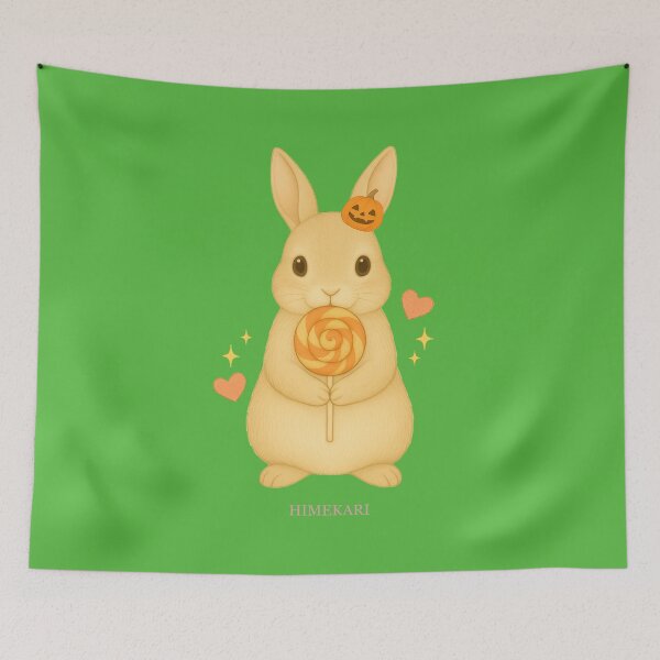 Item preview, Halloween Bunny with Lollipop – Solid Green designed and sold by HIMEKARI.