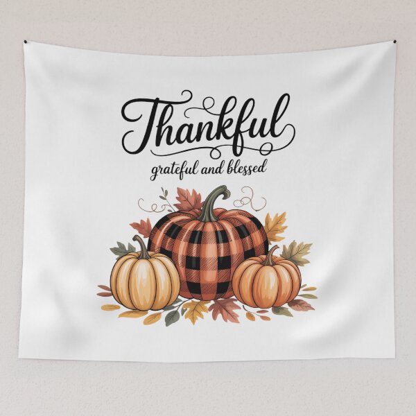 Item preview, Thankful Grateful Blessed Thanksgiving Buffalo Plaid Thanksgiving Family Thanksgiving designed and sold by sailorjessiArt.