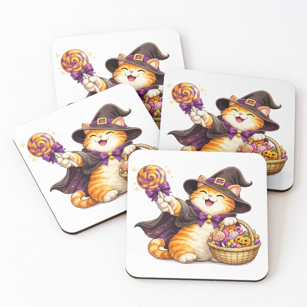 Item preview, Cute Kawaii Halloween Witch Cat Trick or Treat Candy designed and sold by Grump and Co.