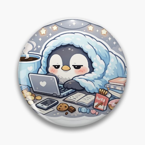 Item preview, Sleepy Penguin Sticker Kawaii College Study Aesthetic for Students & Night Owls designed and sold by CutePrintCorner.