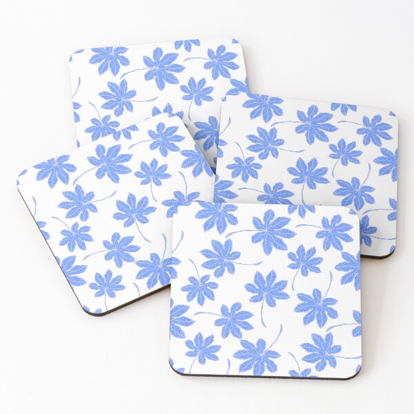 Item preview, Aesthetic Blue Tropical Leaves Pattern designed and sold by altastudio.