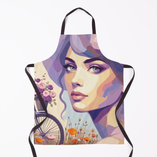 Item preview, Vintage Floral Bicycle Woman Portrait designed and sold by ArtByBoya.