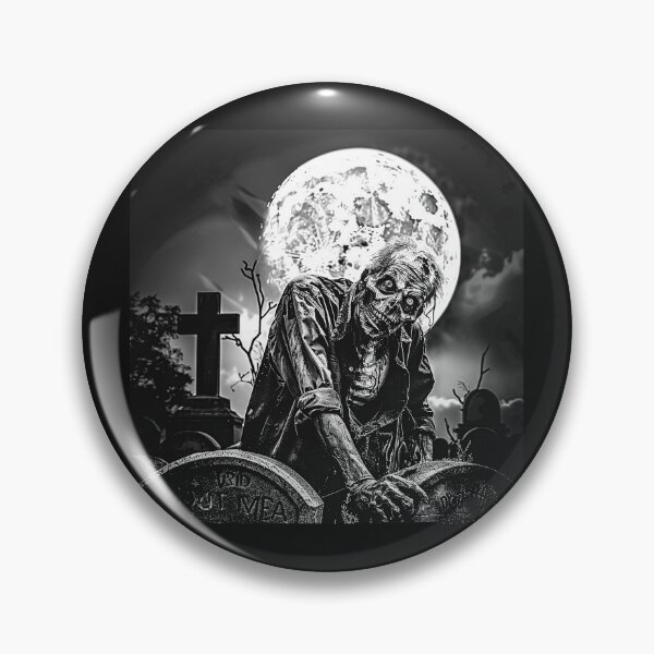 Item preview, Undead Zombie Rising from Grave Under Full Moon Gothic Horror Art designed and sold by inkoutninja.