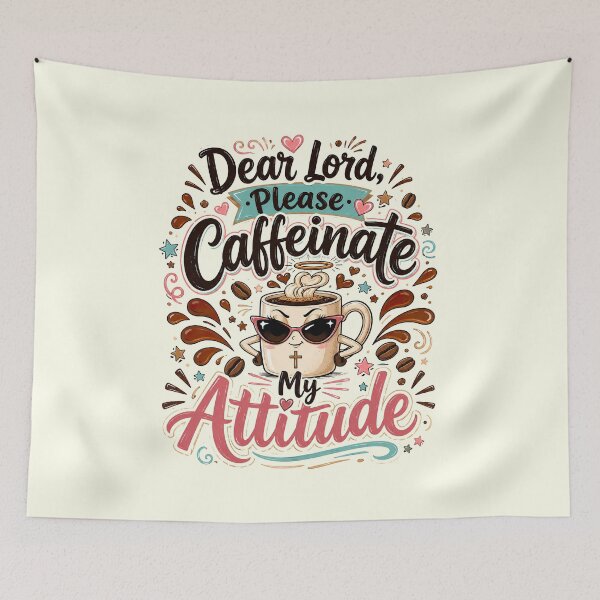 Item preview, Christian Coffee, Dear Lord Please Caffeinate My Attitude Retro Vintage designed and sold by graphic-genie.