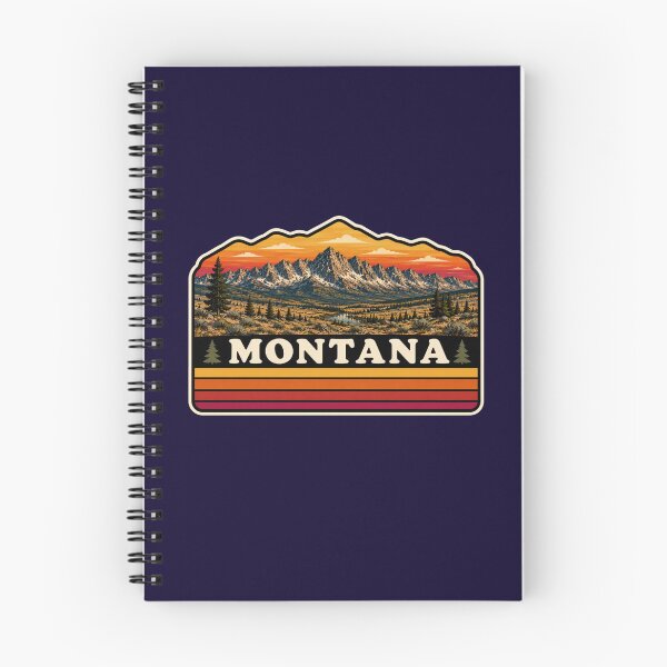 Item preview, Montana Mountain Sunset Retro Badge | Big Sky Country Wilderness designed and sold by Swanny's Custom T-shirt and Gift Designs.