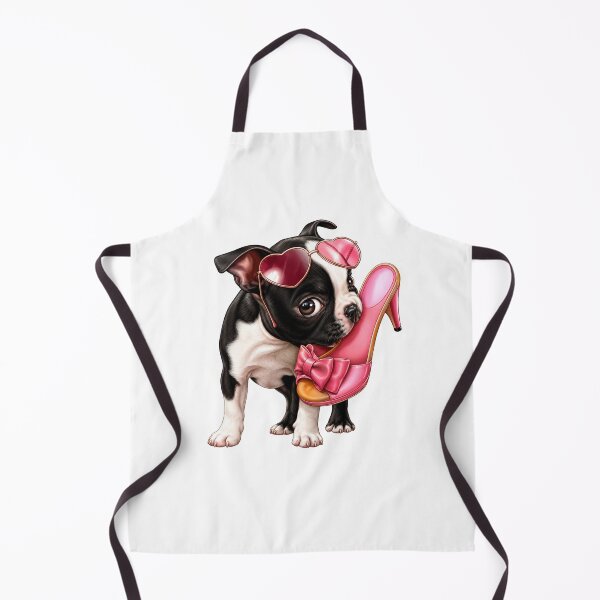 Item preview, Fashionista Boston Terrier Puppy with Heart Sunglasses and Pink Heels - Girly Dog Art designed and sold by PrintAura15.
