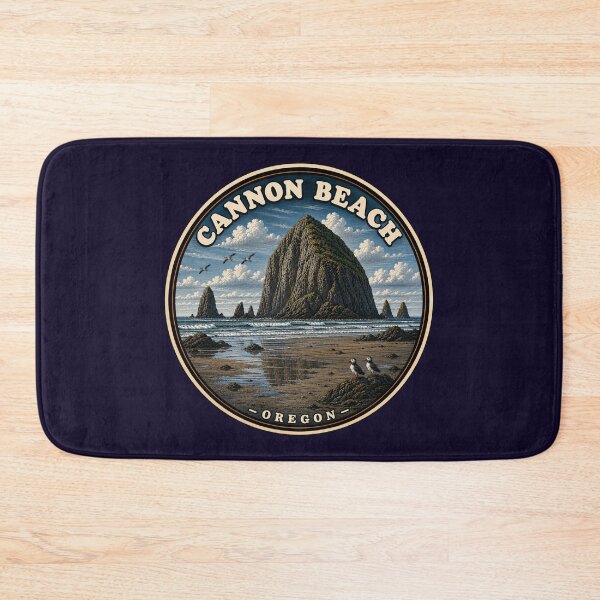 Item preview, Cannon Beach Oregon Badge / Haystack Rock Coastal Art Sticker designed and sold by Swanny's Custom T-shirt and Gift Designs.