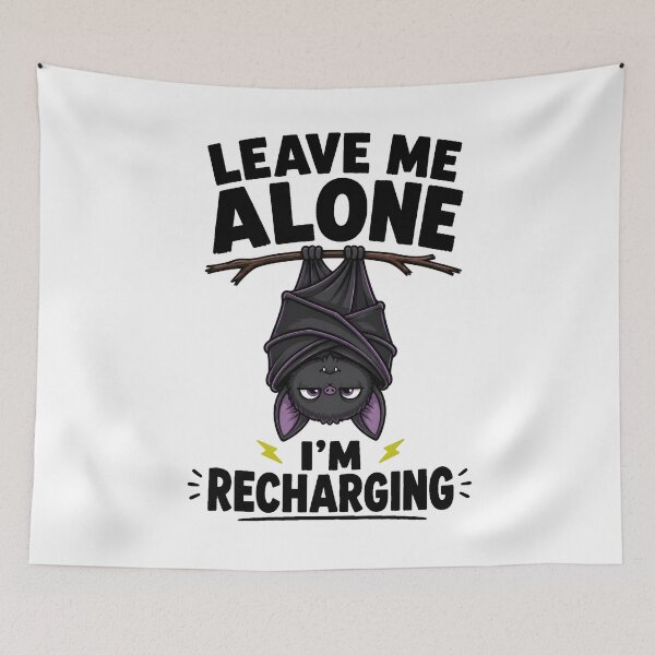 Item preview, Bat Alone Recharging Introvert Humor Cartoon designed and sold by Artmares.