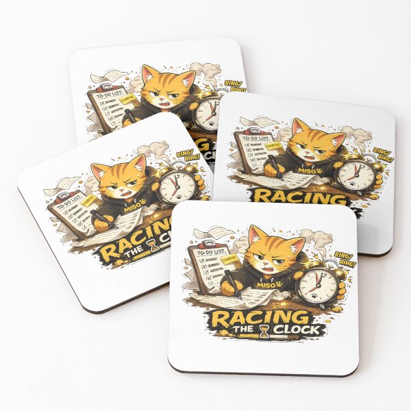 Item preview, MISO | Racing The Clock Funny Cat Meme Sticker & T-Shirt Design designed and sold by Meow-Attitude.