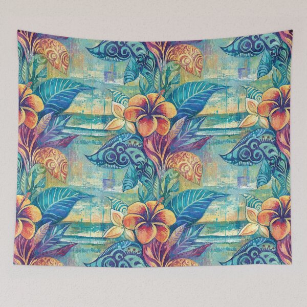 Item preview, Abstract Hibiscus Floral Pattern - Textured Fine Art Botanical designed and sold by sunnthreads.