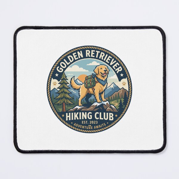 Item preview, Golden Retriever Hiking Club Mountain Trail Camper Adventure designed and sold by PictoVibe.