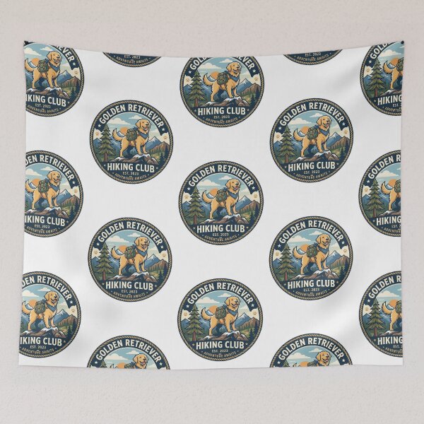 Item preview, Golden Retriever Hiking Club Mountain Trail Camper Adventure designed and sold by PictoVibe.