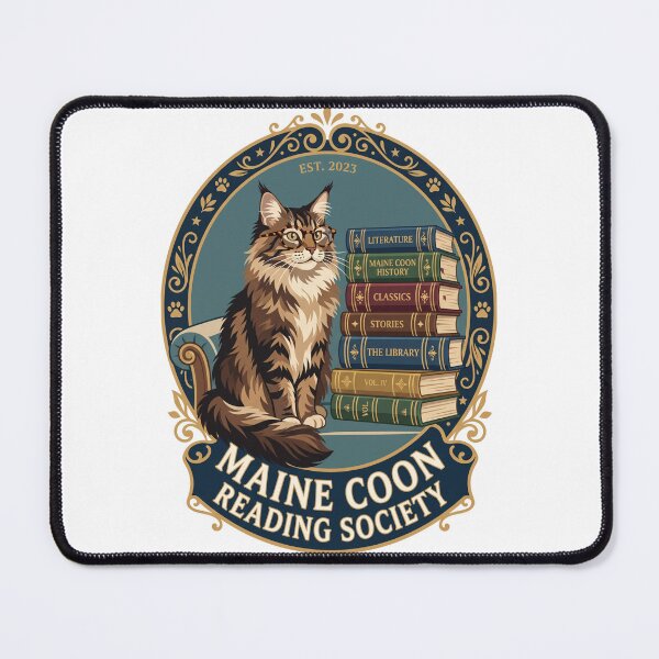 Item preview, Maine Coon Reading Society Library Bookworm Literature Novel designed and sold by PictoVibe.