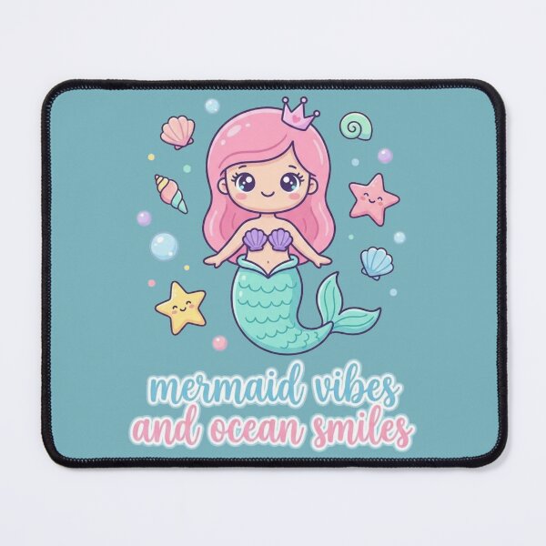 Item preview, Cute Mermaid Vibes and Ocean Smiles Sticker, Kawaii Mermaid Girl Sea Design, Ocean Lover Artwork designed and sold by morning sun.