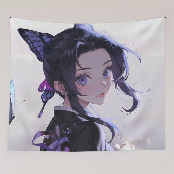 Item preview, Shinobu Kocho Demon Slayer Butterfly Glow Violet Portrait designed and sold by B5fivemerch.