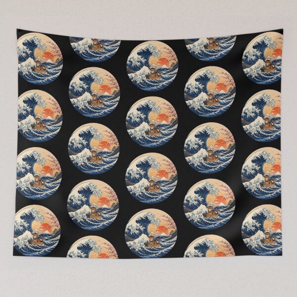 Item preview, Funny Abyssinian Cat Captain Japanese Kanagawa Wave Japan Boat Mom Dad Kids designed and sold by FurryHavenPH.
