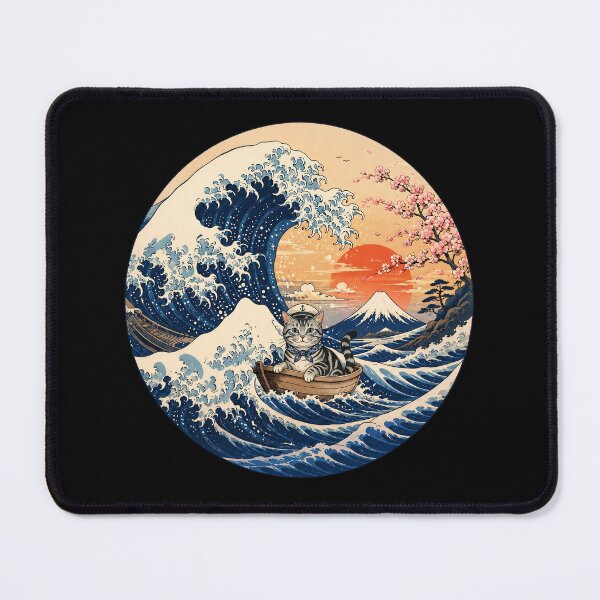 Item preview, Funny American Shorthair Cat Captain Japanese Kanagawa Wave Japan Boat Mom Dad Kids designed and sold by FurryHavenPH.