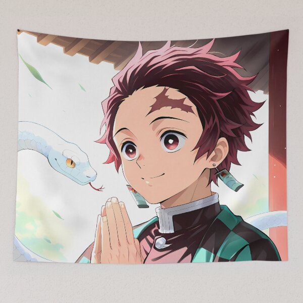 Item preview, Tanjiro Kamado Demon Slayer Serene Prayer Moment With Snake designed and sold by B5fivemerch.