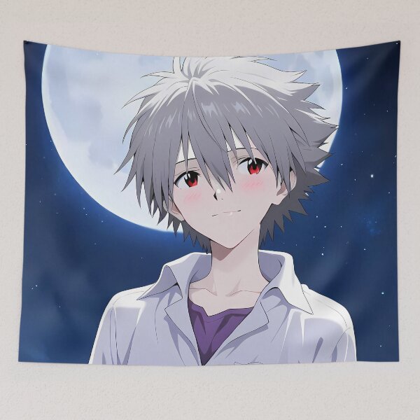 Item preview, Kaworu Nagisa Neon Genesis Evangelion Moonlit Calm Portrait designed and sold by B5fivemerch.