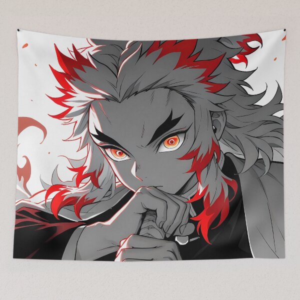 Item preview, Inosuke Hashibira Demon Slayer Monochrome Fire Mood Intense Stare designed and sold by B5fivemerch.