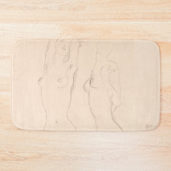 Item preview, Two Nudes the Left One With Raised Arms by Gustav Klimt: Minimalist Figure Study designed and sold by artofuniverse.