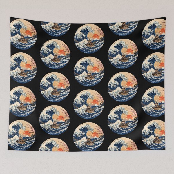 Item preview, Funny Beaver Captain Japanese Kanagawa Wave Japan Boat Mom Dad Kids designed and sold by FurryHavenPH.