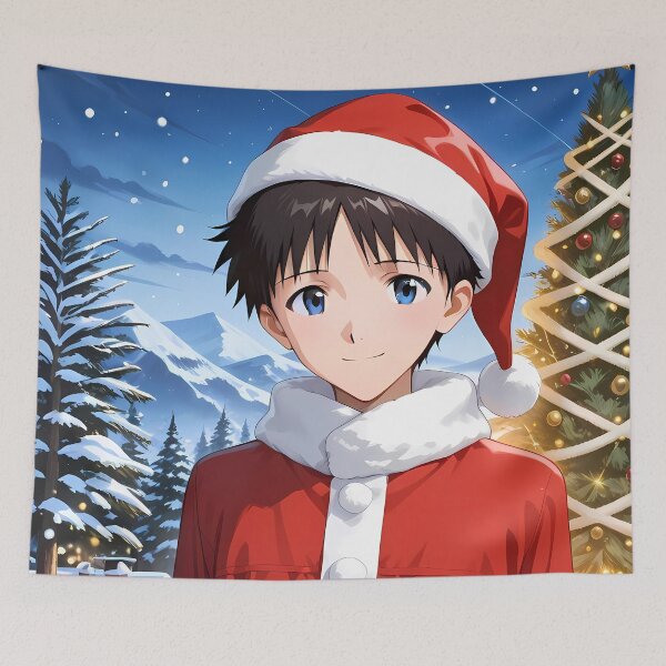 Item preview, Shinji Ikari Neon Genesis Evangelion Santa Night Tree Glow designed and sold by B5fivemerch.