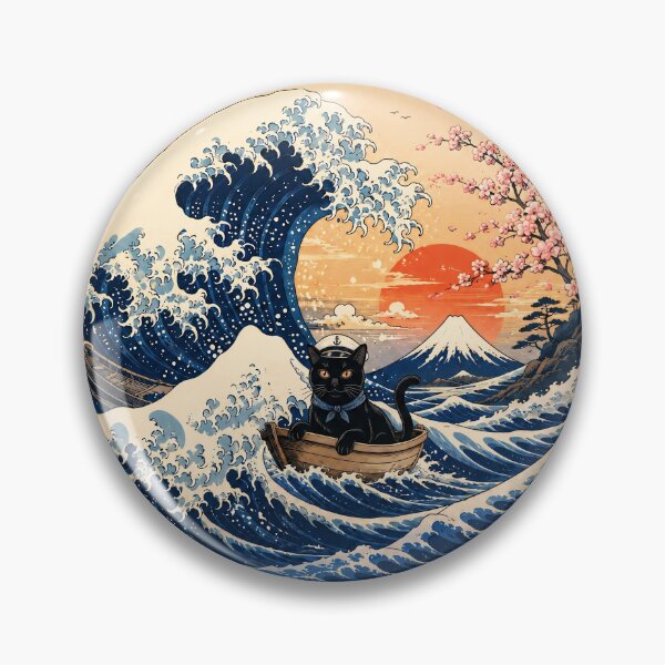 Item preview, Funny Bombay Cat Captain Japanese Kanagawa Wave Japan Boat Mom Dad Kids designed and sold by FurryHavenPH.