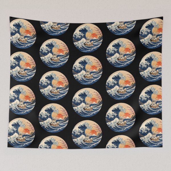 Item preview, Funny British Long Hair Cat Captain Japanese Kanagawa Wave Japan Boat Mom Dad Kids designed and sold by FurryHavenPH.