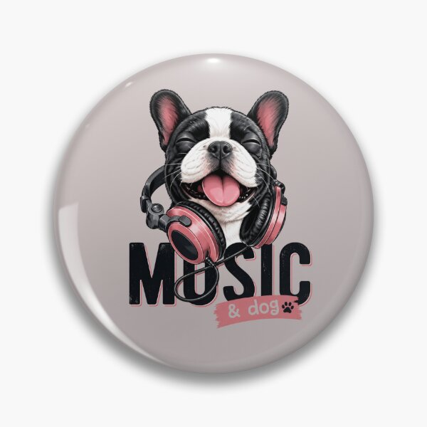 Item preview, Music & Dog - French Bulldog with Pink Headphones T-Shirt Design designed and sold by PrintAura15.