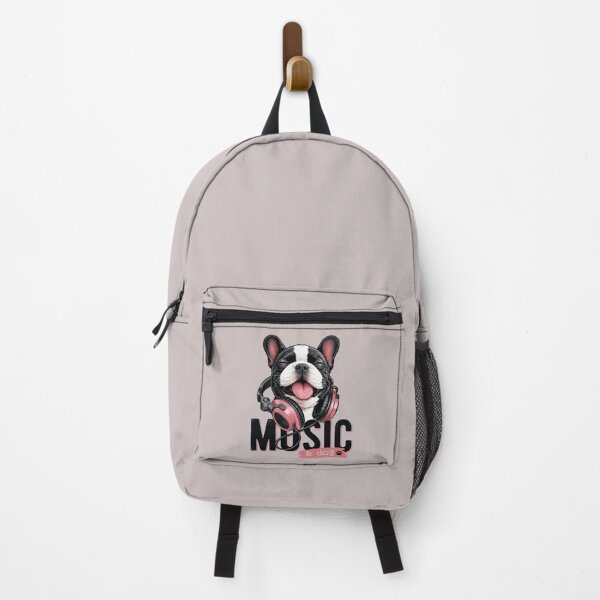 Item preview, Music & Dog - French Bulldog with Pink Headphones T-Shirt Design designed and sold by PrintAura15.