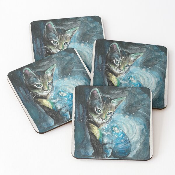 Item preview, Galaxy Cat Watercolor designed and sold by DeanGrahamArt.