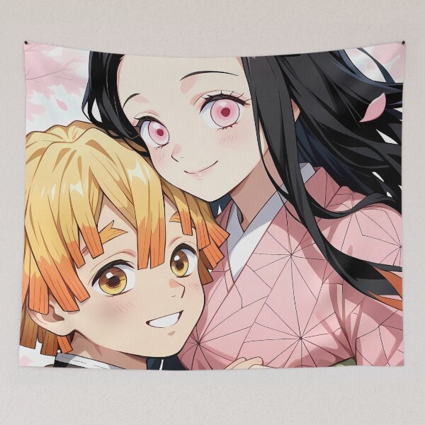 Item preview, Zenitsu Agatsuma Demon Slayer Sakura Breeze Closeup designed and sold by B5fivemerch.