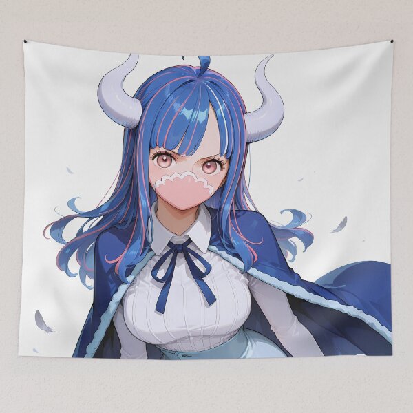 Item preview, Ulti One Piece Soft Blue Hair Horned Mask Waifu designed and sold by B5fivemerch.