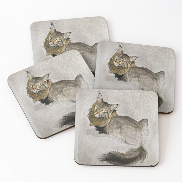 Item preview, Maine Coon Cat Watercolor designed and sold by DeanGrahamArt.
