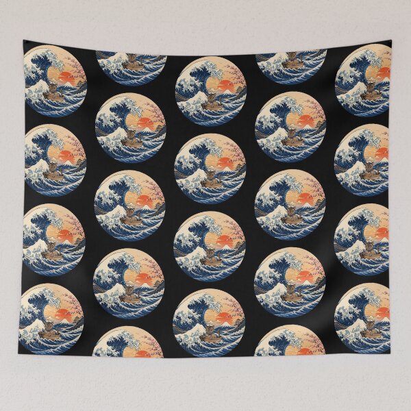 Item preview, Funny Burmese Cat Captain Japanese Kanagawa Wave Japan Boat Mom Dad Kids designed and sold by FurryHavenPH.