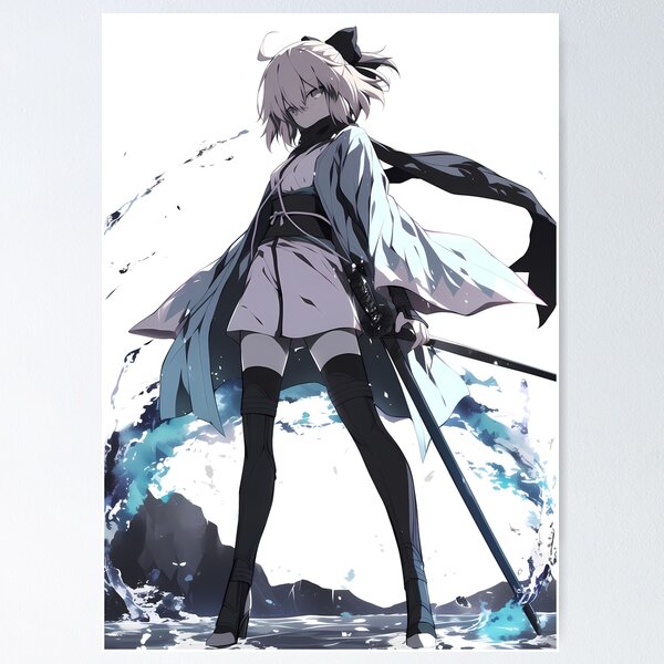 Item preview, Sakura Saber Okita Souji Fate Grand Order Ink Wave Stance designed and sold by PMartistStudio.