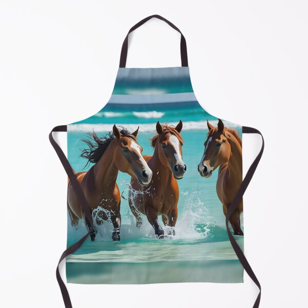 Item preview, Four Wild Horses Running Through Turquoise Waves designed and sold by 247GiftsbyTina.
