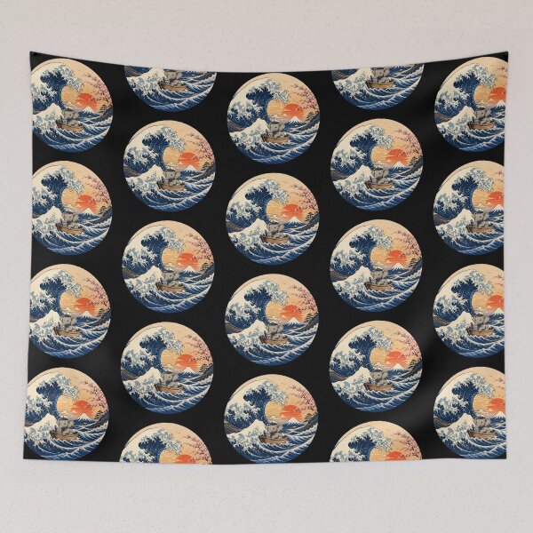 Item preview, Funny Elephant Captain Japanese Kanagawa Wave Japan Boat Mom Dad Kids designed and sold by FurryHavenPH.