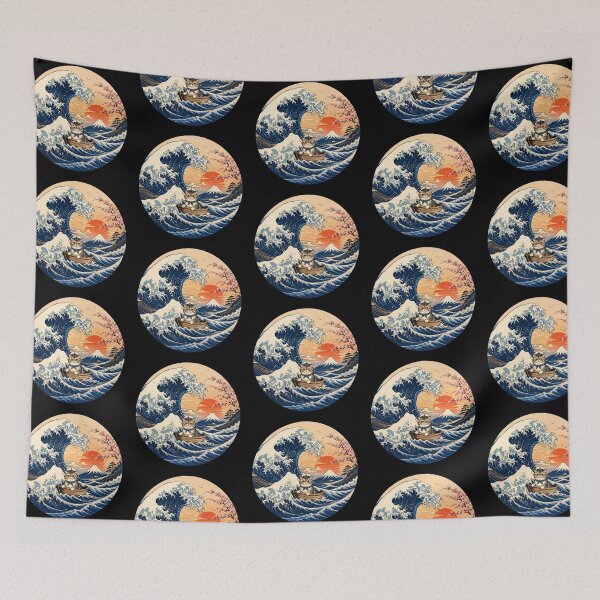 Item preview, Funny Exotic Shorthair Cat Captain Japanese Kanagawa Wave Japan Boat Mom Dad Kids designed and sold by FurryHavenPH.