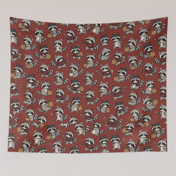 Item preview, Cute Raccoon Thief Seamless Pattern designed and sold by KrzysztofART.