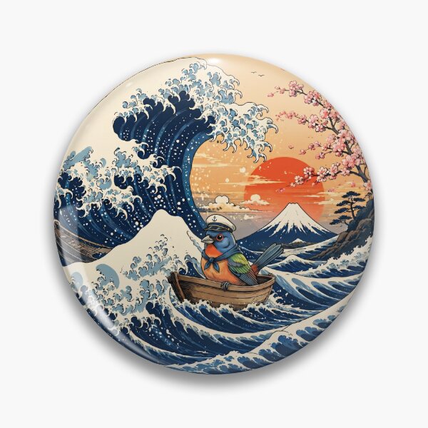 Item preview, Funny Finches Bird Captain Japanese Kanagawa Wave Japan Boat Mom Dad Kids designed and sold by FurryHavenPH.