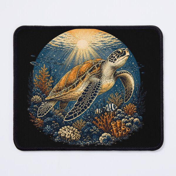 Item preview, Sea Turtle Coral Reef Underwater Sunlight Vintage Engraving Ocean Art T-Shirt designed and sold by QuirkyCloud Designs.