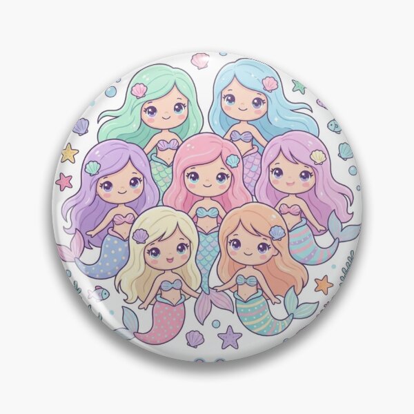 Item preview, Mermaid Squad Forever Sticker, Cute Kawaii Mermaid Girls Ocean Design, Pastel Sea Fantasy Artwork designed and sold by morning sun.
