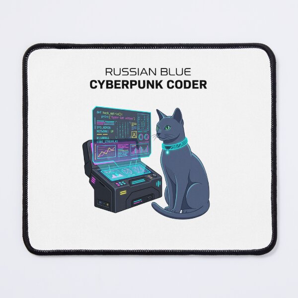Item preview, Russian Blue Cyberpunk Coder Holographic Tech Terminal designed and sold by PictoVibe.