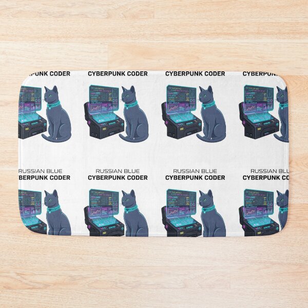 Item preview, Russian Blue Cyberpunk Coder Holographic Tech Terminal designed and sold by PictoVibe.
